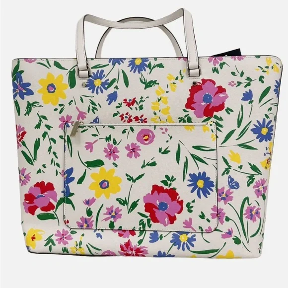 Kate Spade Perfect Large Zip Top Tote Garden Bouquet Floral Cream Multi NWOT - Picture 2 of 3